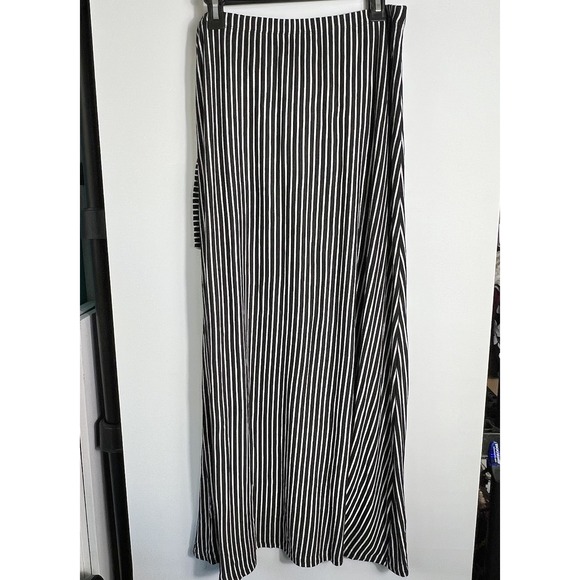 Colette Women's XL Striped Asymmetrical Wrap Maxi Skirt Black White Made In USA - Picture 5 of 8
